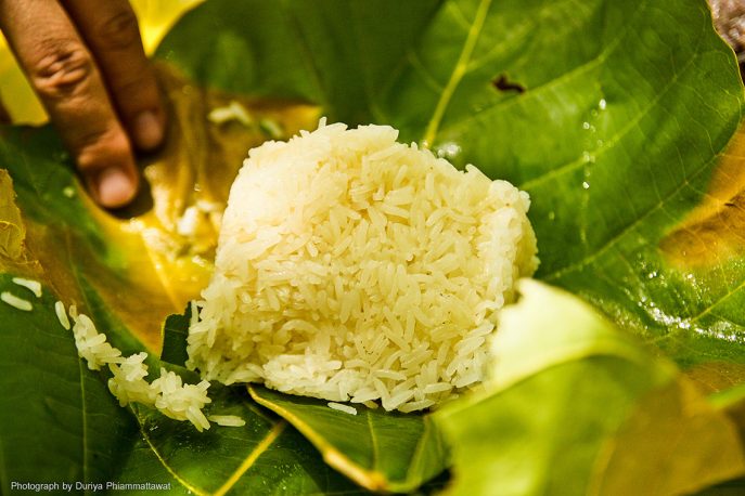 Sticky rice cuisson bambou